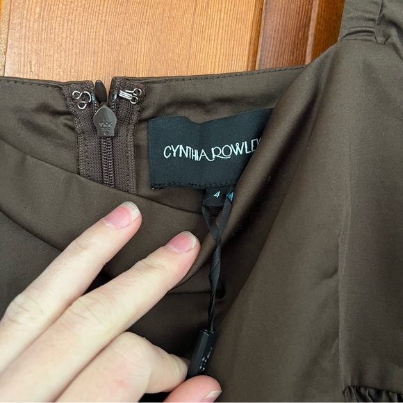 NWT Cynthia Rowley Square neck cold shoulder cotton sateen mini dress - Picture 5 of 6